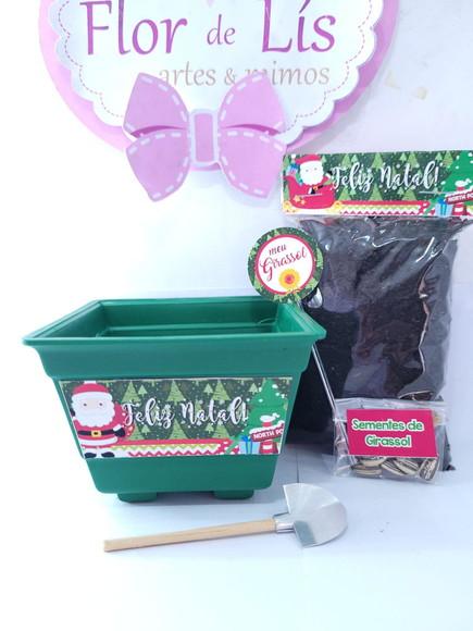 Kit Plantação Jardinagem Brinde de Natal Papai Noel Empresa