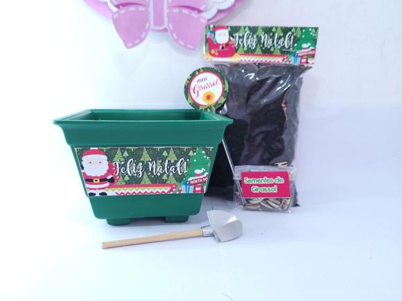 Kit Plantação Jardinagem Brinde de Natal Papai Noel Empresa