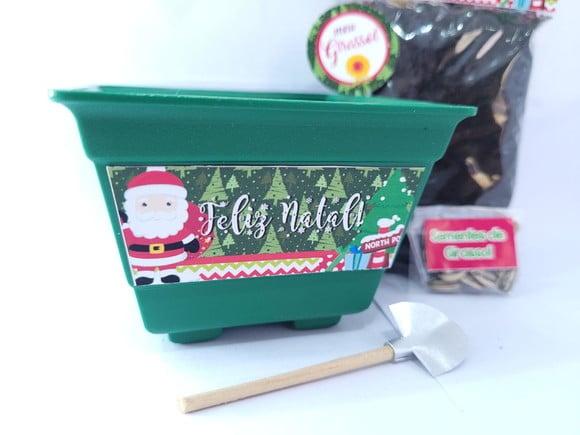 Kit Plantação Jardinagem Brinde de Natal Papai Noel Empresa