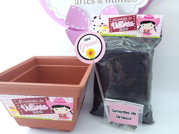 Kit Plantação Lembrancinha Fazendinha Rosa