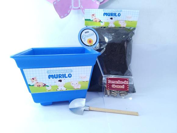 Kit Plantação Lembrancinha Personalizada Fazendinha Azul