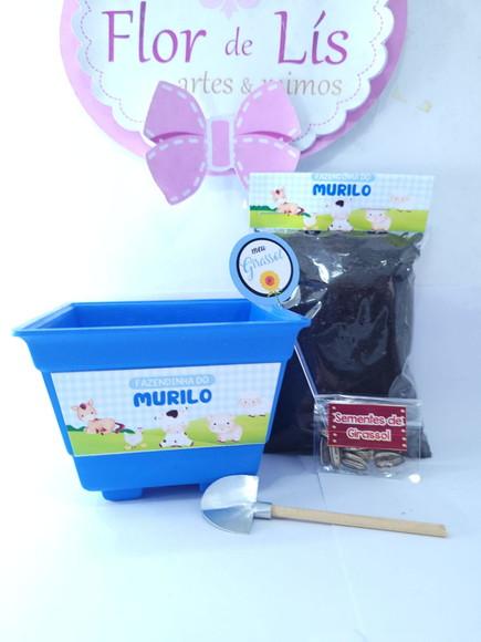 Kit Plantação Lembrancinha Personalizada Fazendinha Azul