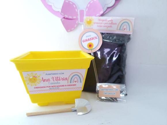 Kit Plantação Personalizado Arco Íris Boho Menina Aquarela