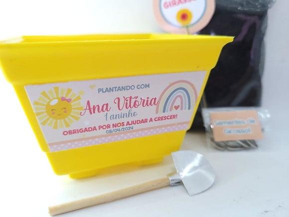 Kit Plantação Personalizado Arco Íris Boho Menina Aquarela
