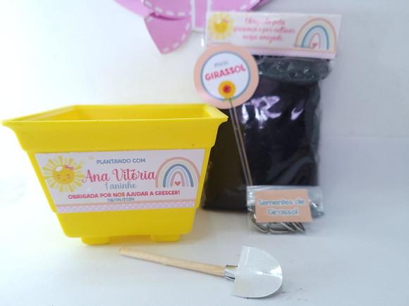 Kit Plantação Personalizado Arco Íris Boho Menina Aquarela