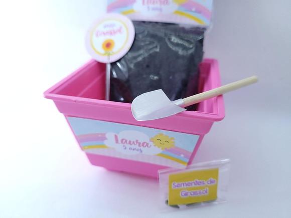 Kit Plantação Personalizado Arco Íris e Sol Aquarela Menina