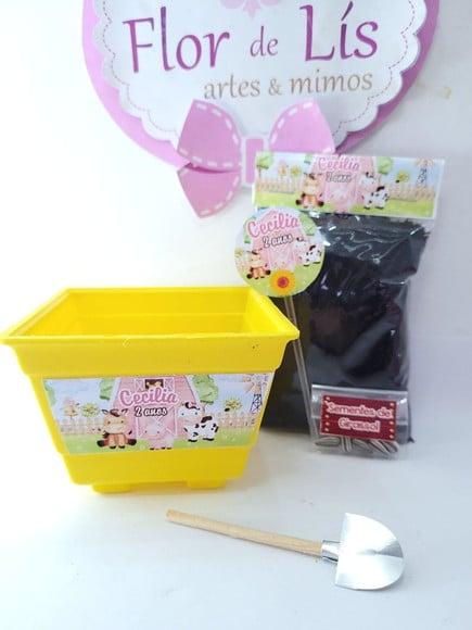 Kit Plantação Personalizado Fazendinha Aquarela Menina