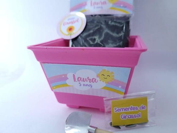 Kit Plantação Personalizado Arco Íris e Sol Aquarela Menina