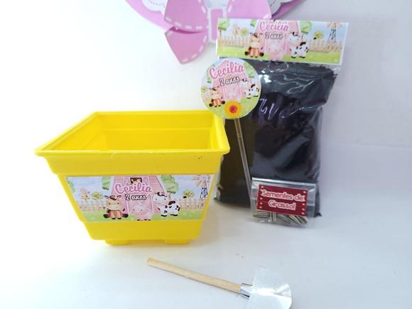 Kit Plantação Personalizado Fazendinha Aquarela Menina
