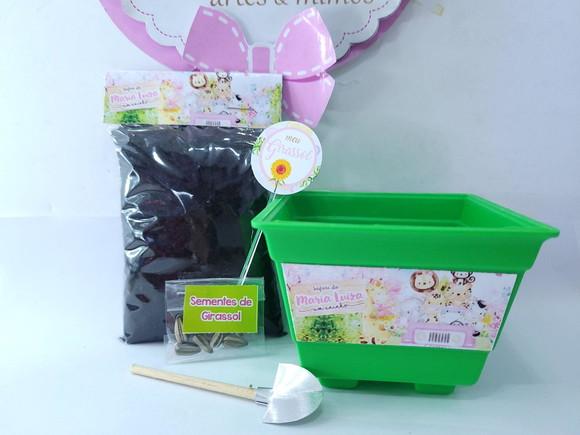 Kit Plantio Safari Rosa Aquarela Menina Jardim Lembrancinha