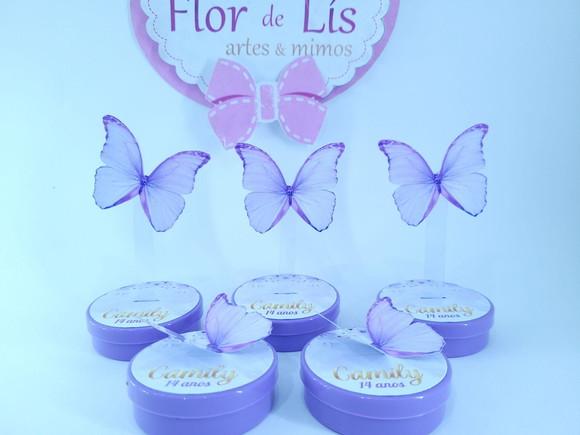 Latinha 3d Borboletas Voando Jardim Encantado Lilás