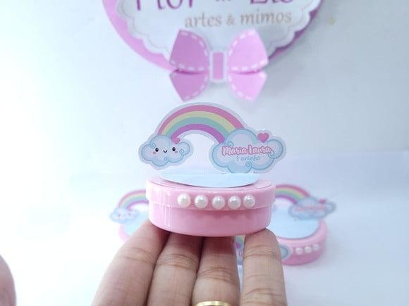 Latinha 3d Chuva de Amor Luxo Nuvem e Arco Íris