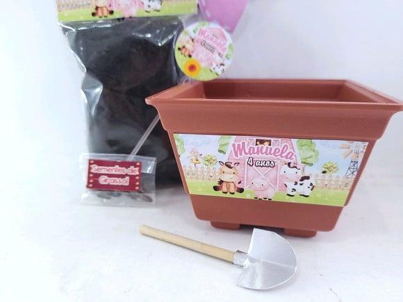 Lembrancinha Fazendinha Rosa Kit Jardim para Plantar