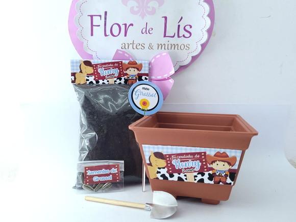 Lembrancinha Fazendinha Azul Kit para Plantar Personalizado
