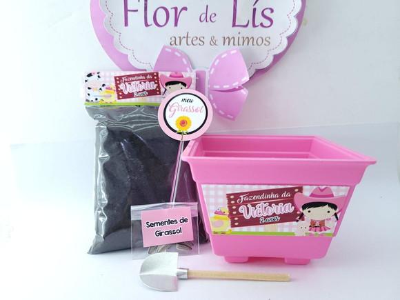 Lembrancinha Fazendinha Rosa Kit Jardinagem para Plantar