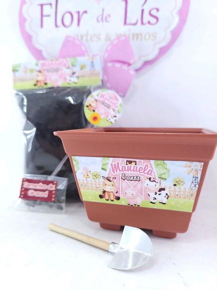 Lembrancinha Fazendinha Rosa Kit Jardim para Plantar