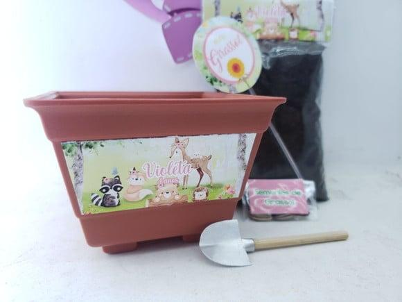 Lembrancinha Kit Bosque Encantado Menina Plantar com Vasor