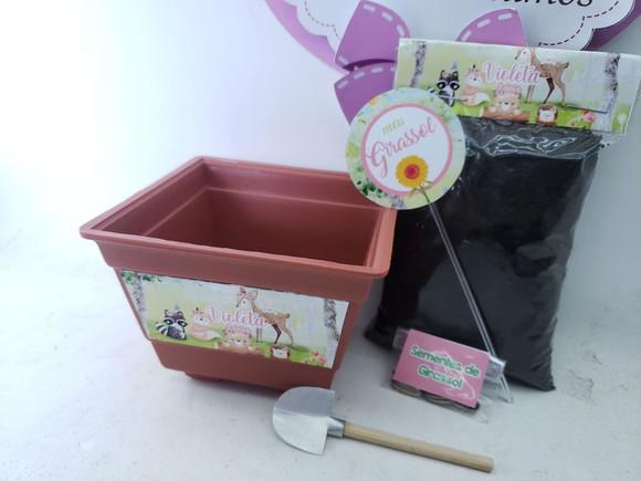 Lembrancinha Kit Bosque Encantado Menina Plantar com Vasor