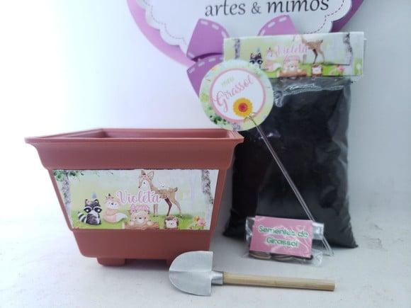 Lembrancinha Kit Bosque Encantado Menina Plantar com Vasor