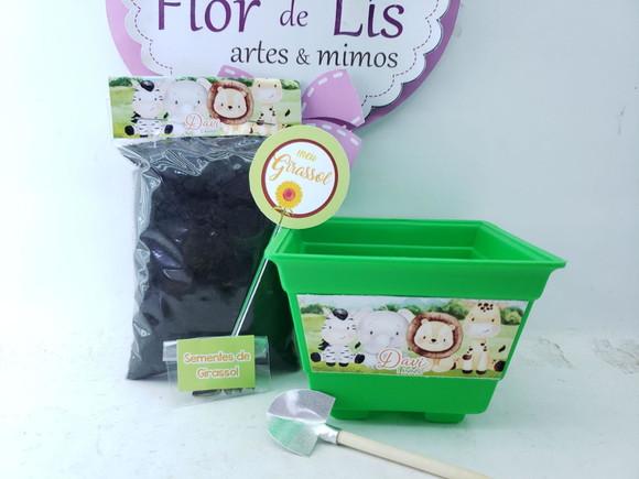 Lembrancinha Kit Jardim Plantio Ecológico Safari Aquarela