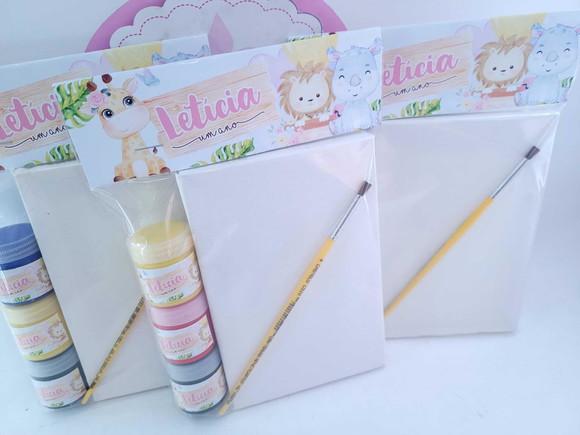 Lembrancinha Kit Pintura Safari Aquarela Tela com Guache