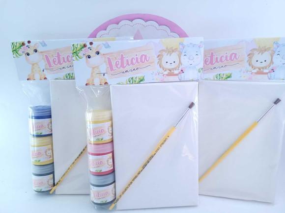 Lembrancinha Kit Pintura Safari Aquarela Tela com Guache