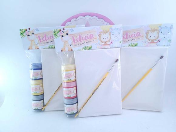 Lembrancinha Kit Pintura Safari Aquarela Tela com Guache