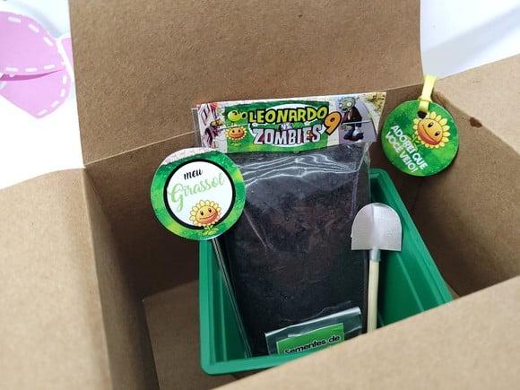 Lembrancinha Plants Vs Zombies Kit Vamos Plantar na Maleta