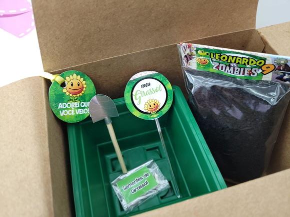 Lembrancinha Plants Vs Zombies Kit Vamos Plantar na Maleta
