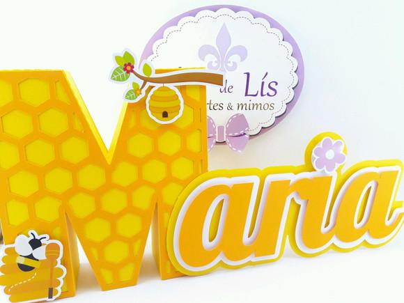 Letra 3d Cursiva Abelha Nome Decorativo