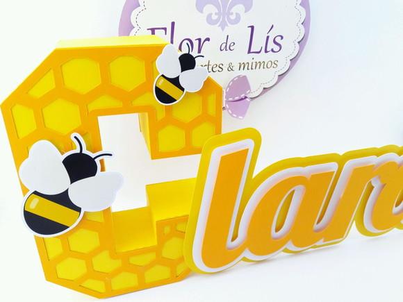 Letra 3d Cursiva Abelha Nome Decorativo