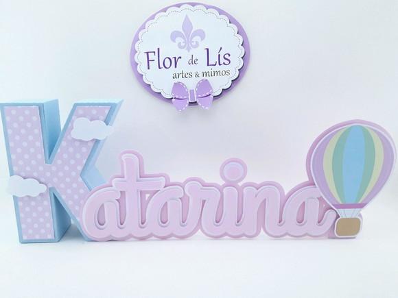 Letra 3d Cursiva Balão Menina Aquarela