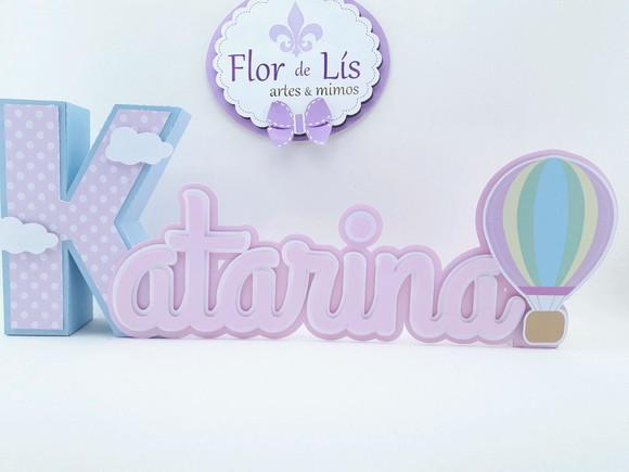 Letra 3d Cursiva Balão Menina Aquarela