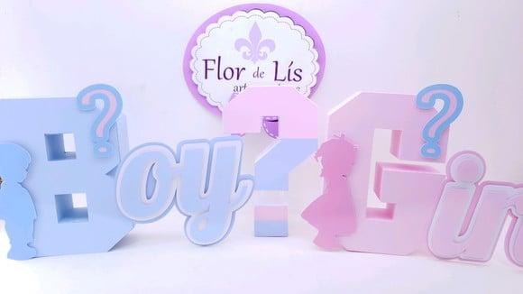 Letra 3d Cursiva Chá Revelação Menino ou Menina