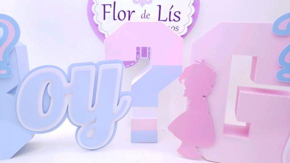 Letra 3d Cursiva Chá Revelação Menino ou Menina