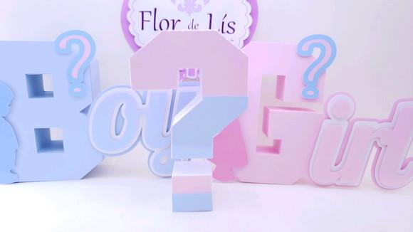 Letra 3d Cursiva Chá Revelação Menino ou Menina