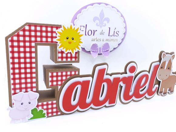 Letra 3d Cursiva Fazendinha Menino