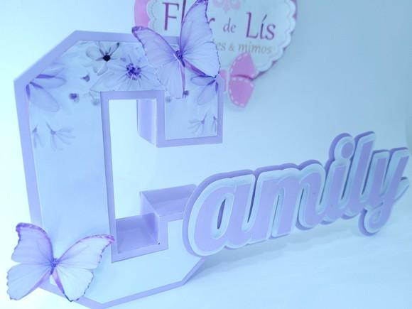 Letra 3d Cursiva Jardim Borboleta Lilás Nome Personalizado