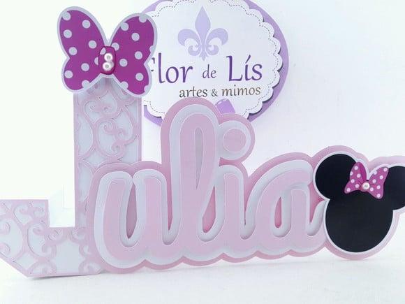 Letra 3d Cursiva Minnie Rosa