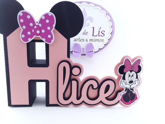Letra 3d Cursiva Minnie Rosa