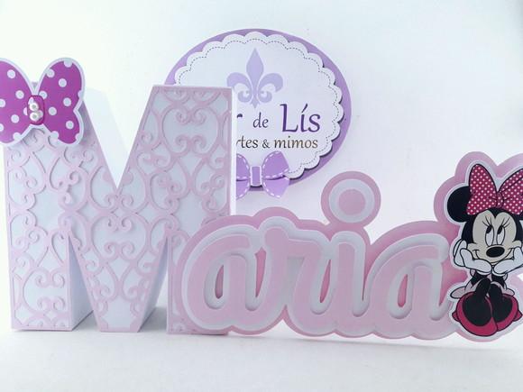 Letra 3d Cursiva Minnie Rosa