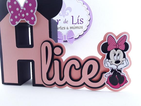 Letra 3d Cursiva Minnie Rosa