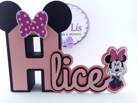 Letra 3d Cursiva Minnie Rosa
