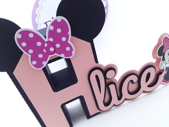 Letra 3d Cursiva Minnie Rosa