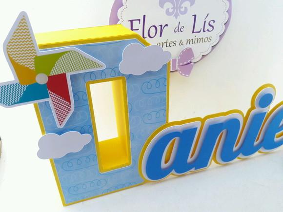 Letra 3d Cursiva Pipas e Cataventos