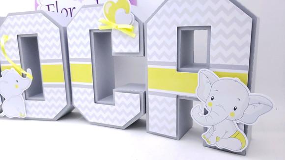 Letras 3d Chá de Bebê Elefantinho