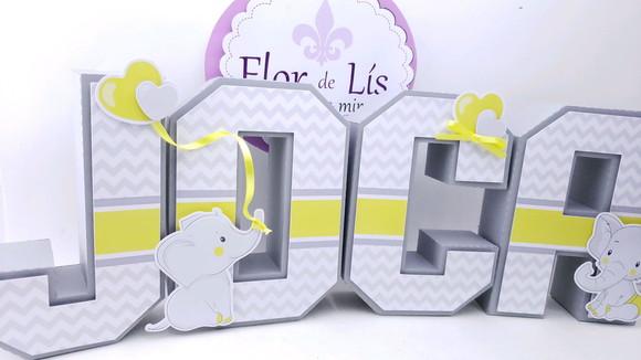 Letras 3d Chá de Bebê Elefantinho