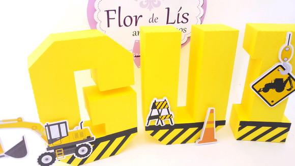Letras 3d Obras e Trator Nome Decorativo