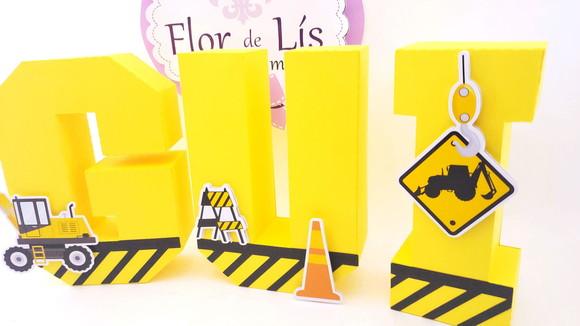 Letras 3d Obras e Trator Nome Decorativo