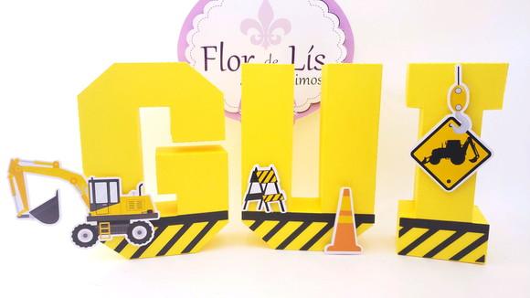 Letras 3d Obras e Trator Nome Decorativo